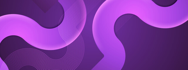 Modern Geometric Abstract Shapes on Purple Gradient Background