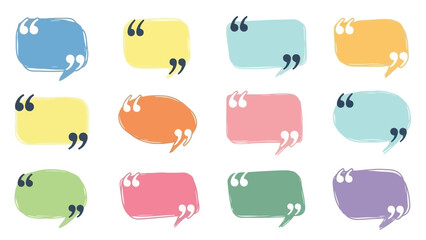 Obraz premium Collection of Hand-Drawn Colorful Speech Bubbles and Quote Boxes for Messaging