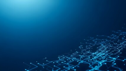 Abstract blue technology background with data stream and network connections