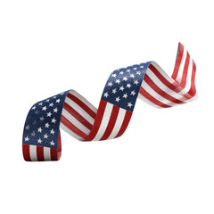 Obraz premium Waving American Flag Fabric Ribbon Isolated on Gray Background