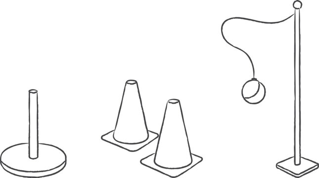 Tetherball pole and training cones