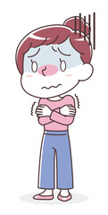 悪寒で震える女性（寒気・風邪）