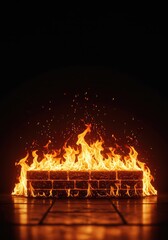 A digital firewall protection concept showing intense flames acting as a strong barrier against malicious cyber threats and potential data breaches ,corporate ,burning ,infrastructure