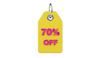 Discount Tag Showing 70% Off on White Background