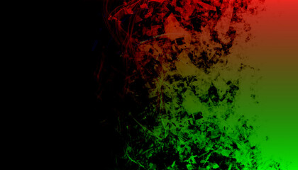 Flammes de couleurs désagrégées sur fond dégrader vert et rouge.