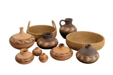 two clay pots and cups