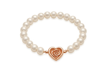 Obraz premium Pearl bracelet featuring rose gold heart pendant