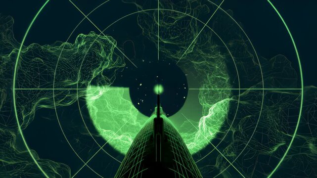 Submarine Navigates Undersea With Radar Technology Animation Loop