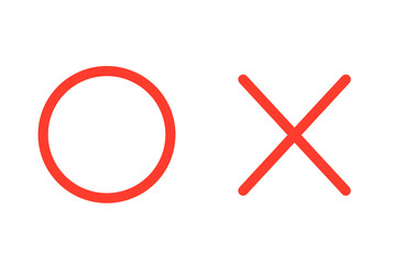 シンプルな赤色のまるばつマーク	
