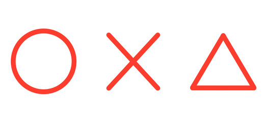 シンプルな赤色のまる・ばつ・三角マーク