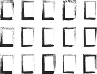 Grunge frame collecton. Grounge border set. Black ink brush frame collection. Grunge border decoration vector illustration.
