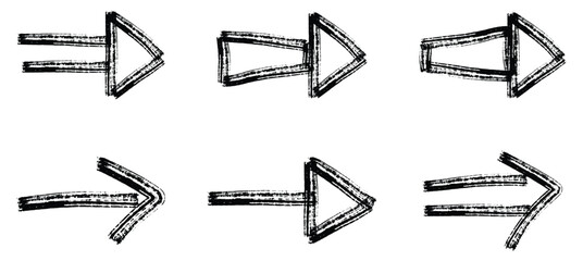 Chalk hand drawn pencil arrows. Big set black scribble arrows icons in hand drawn style.
