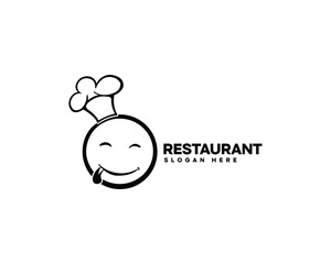 The silhouette of a delicious emoticon wearing a chef's hat is perfect for your restaurant logo.