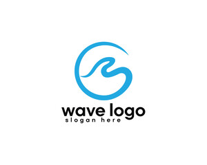 abstract circular sea waves initials m logo design template