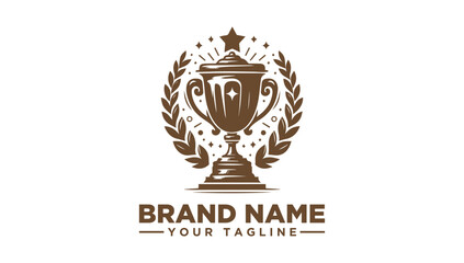 Victory Trophy Illustration with Stars and Laurel Wreath - Perfect for Thanks Giving and Animation Text Projects