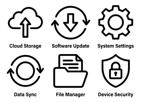 Cloud Storage Software Update System Settings Data Sync File Manager Device Security Icons