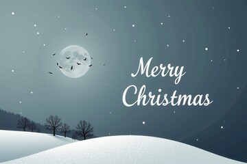 a minimal christmas artwork with a stylized snowy hill drawn using smooth curved shapes, serene tones, and the phrase &acirc;&euro;&oelig;merry christmas&acirc;&euro; presented in light modern type.