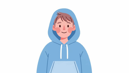 Person in Blue Hoodie Smiling Portrait Illustration.