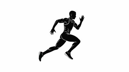 Silhouette of a male athlete running at full speed.