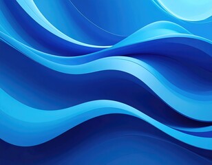 Flowing blue abstract waves with smooth gradient layers