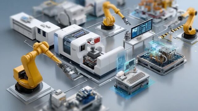 Robotics Production: Cutting-edge robotics and automated machinery streamline manufacturing processes, showcasing the future of industry