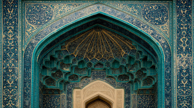 Architectural detail of a mosque's mihrab