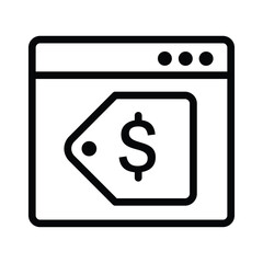 Minimalist price tag icon displayed inside a browser window, symbolizing online pricing, digital storefronts, discounts, and e-commerce product listings