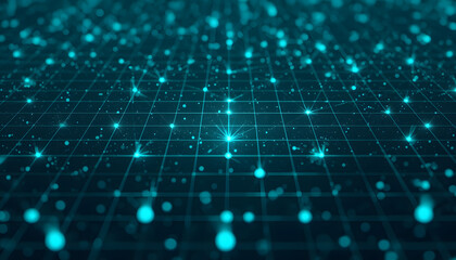 Abstract blue background with digital technology pattern of binary code and futuristic light illustration