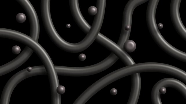 Smooth rounded pipes forming dense monochrome abstract pattern