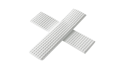 White Adhesive Bandage Strips Crossed on White Background