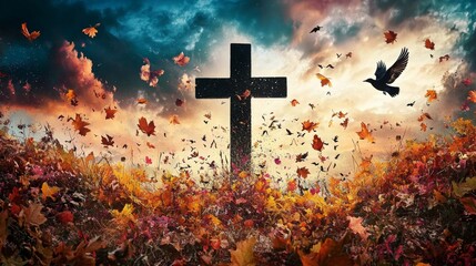 Birds soaring over a meadow evoke a sense of freedom and thankfulness.