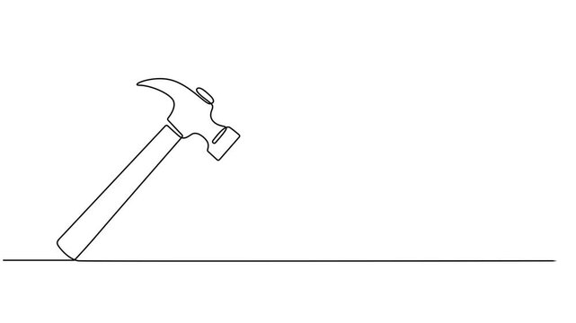 one line drawing of isolated vector object hammer Hammer construction Continuous single one line drawing illustration art vector design, Continuous one line drawing of hammer. One line of hammer.