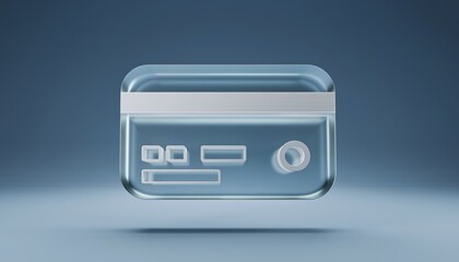 3D floating banking card icon with minimal geometric design and smooth glossy surface, isolated on clean white background, perfect for finance and digital payment themes.