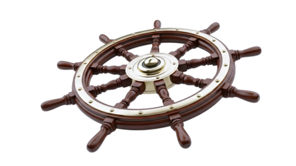 Wooden Ship Wheel Isolated on White