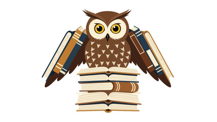 Wise Owl Perched on Books: A Symbol of Knowledge and Education