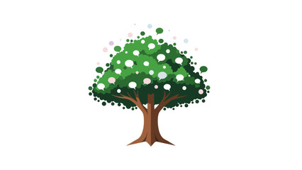 Tree with speech bubbles symbolizing communication and ideas