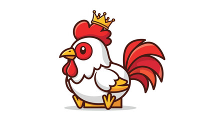 Cartoon chicken wearing a golden crown like a king