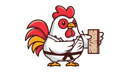 Karate chicken breaking a board