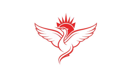 Phoenix with outstretched wings and sun symbol