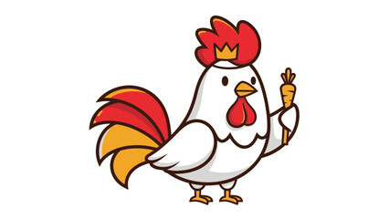 Cute Rooster King with a Crown Holding a Carrot
