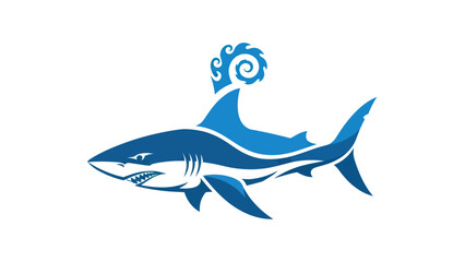 Blue shark with ocean wave