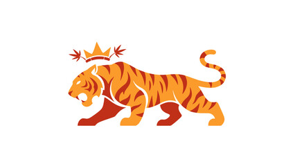 Stylized tiger wearing a regal crown and looking fierce