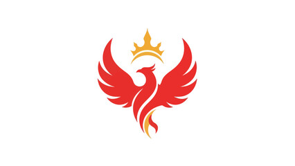 Stylized phoenix with crown logo on white background
