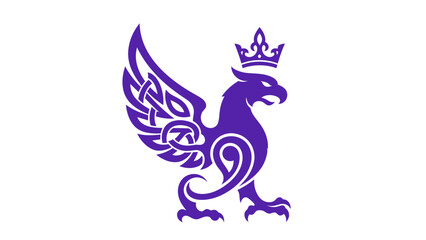 Majestic crowned griffin with intricate Celtic knot wings