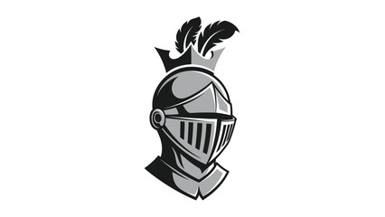 Fototapeta premium Knight Helmet Illustration with Crown and Feathers