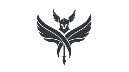 Mythological winged warrior with helmet and spear icon