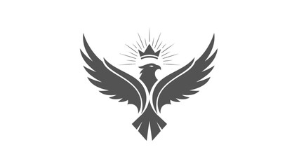 Majestic eagle with crown on white background