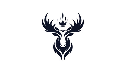A regal crowned deer head illustration.
