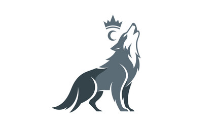 A stylized howling wolf with a crown and crescent moon emblem.