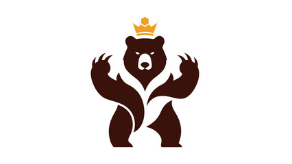 Stylized bear wearing a crown, in a powerful stance.